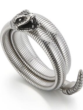 Stainless Steel Silver Snake Head Bracelet Unisex Men Women